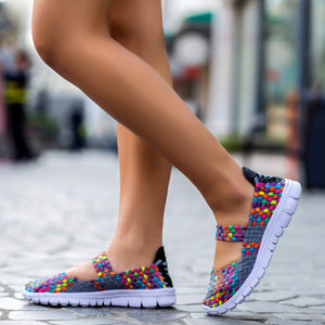 Women's lightweight comfortable walking braided elastic mary jane shoes