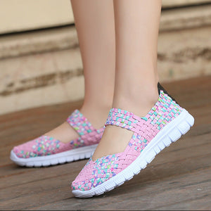 Women's lightweight comfortable walking braided elastic mary jane shoes
