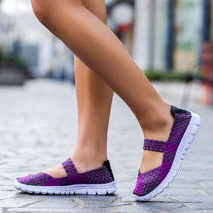 Women's lightweight comfortable walking braided elastic mary jane shoes