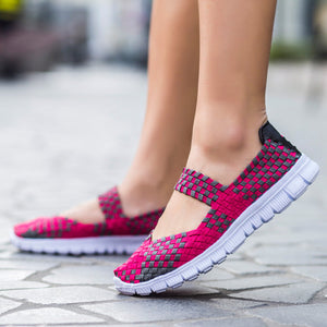 Women's lightweight comfortable walking braided elastic mary jane shoes