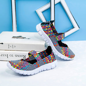 Women's lightweight comfortable walking braided elastic mary jane shoes