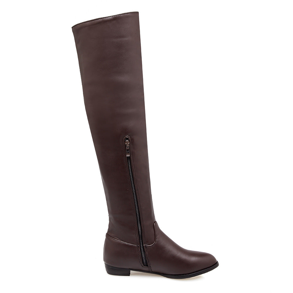 brown Women's low heels over the knee boots
