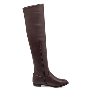 brown Women's low heels over the knee boots
