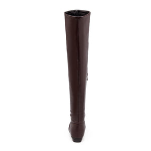 brown Women's low heels over the knee boots
