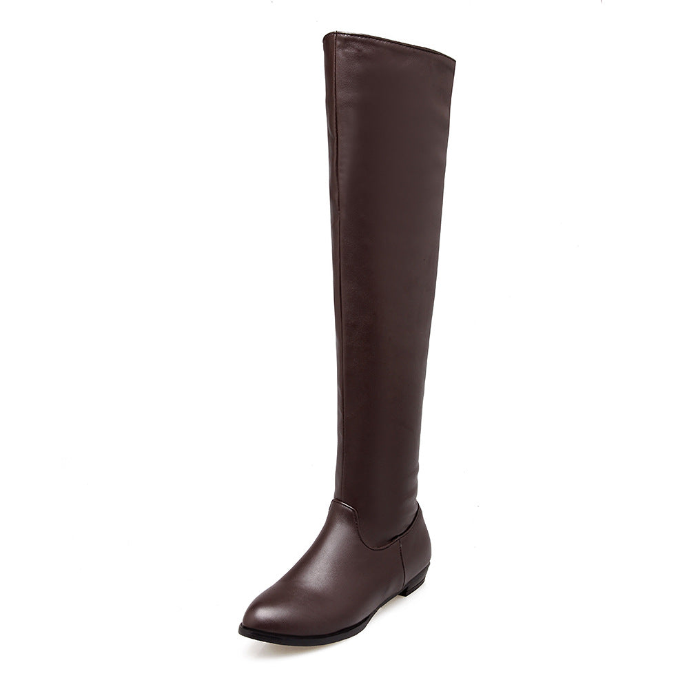 brown Women's low heels over the knee boots
