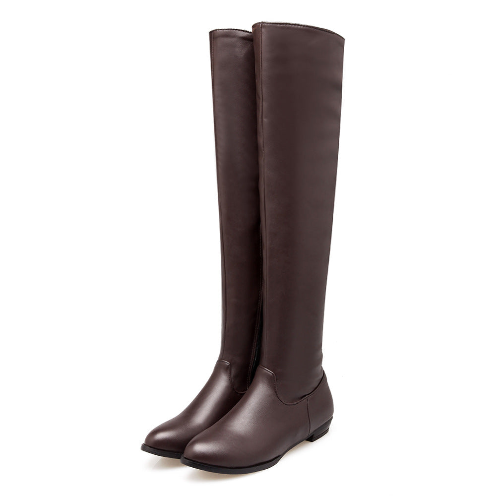 brown Women's low heels over the knee boots
