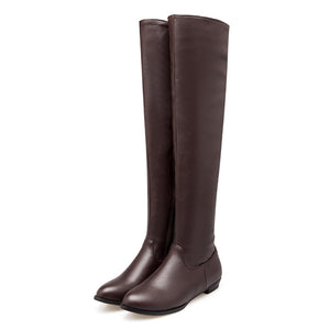 brown Women's low heels over the knee boots

