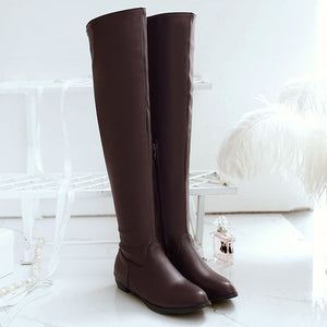 brown Women's low heels over the knee boots
