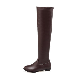 brown Women's low heels over the knee boots

