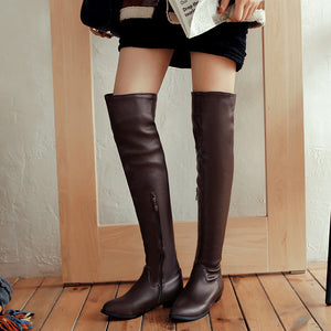 Women's low heels over the knee boots