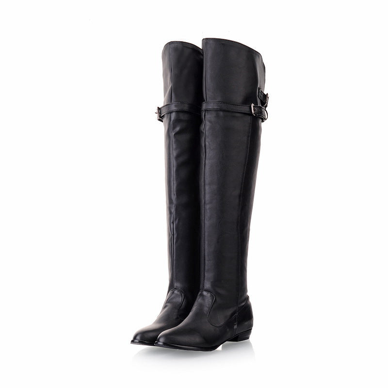 Women's low heels winter over the knee boots