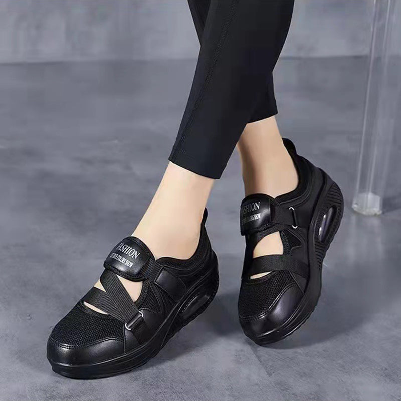 Women's mesh hollow air cushion platform sneakers for summer