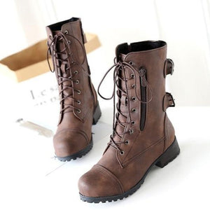 Women's mid calf military combat boots