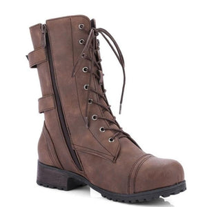 Women's mid calf military combat boots