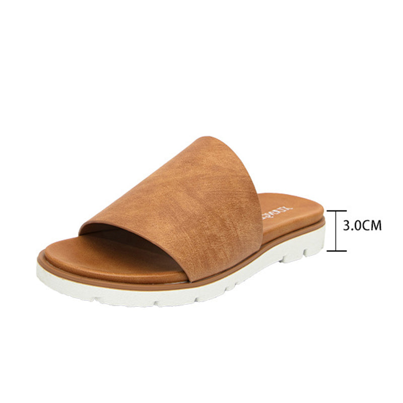 Women's peep toe platform slides with arch support