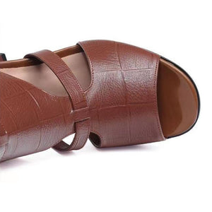 Women's peep toe side cut-out block heels sandals