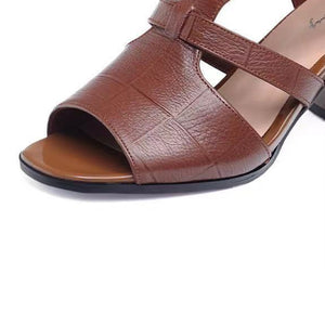 Women's peep toe side cut-out block heels sandals