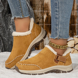 Women's plush lined slip on low-cut booties lightweight warm indoor house slippers