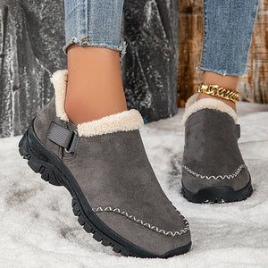 Women's plush lined slip on low-cut booties lightweight warm indoor house slippers