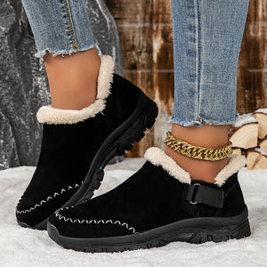 Women's plush lined slip on low-cut booties lightweight warm indoor house slippers