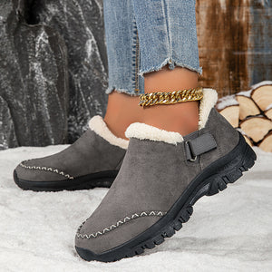 Women's plush lined slip on low-cut booties lightweight warm indoor house slippers