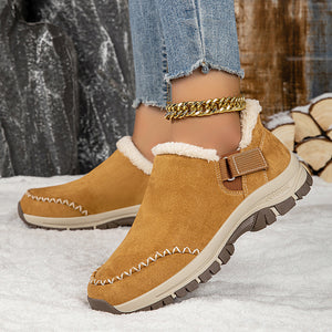 Women's plush lined slip on low-cut booties lightweight warm indoor house slippers