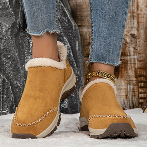 Women's plush lined slip on low-cut booties lightweight warm indoor house slippers