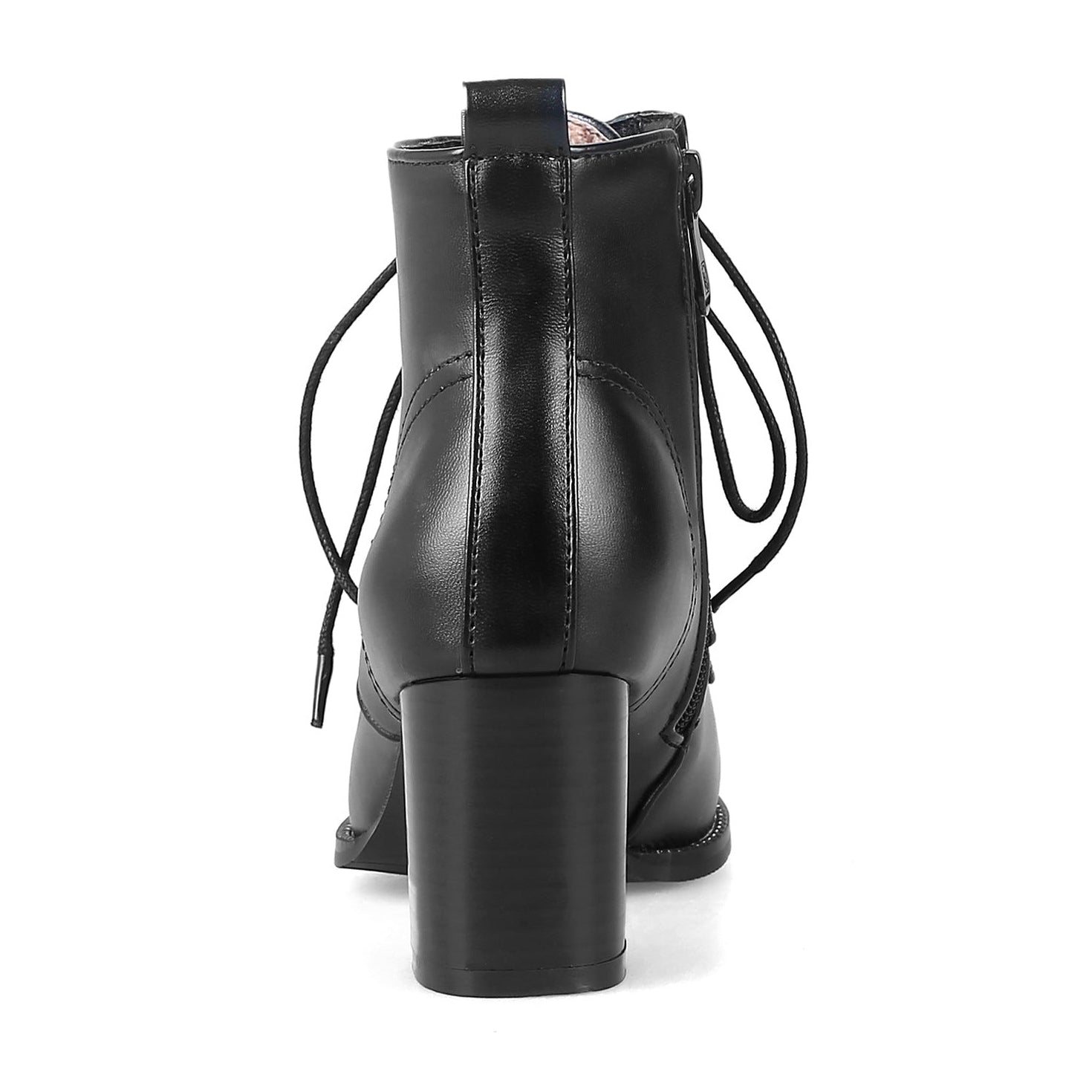 black Women's pointed toe chunky heels combat boots