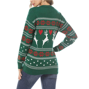 Women's Christmas snowflake pattern mock neck sweater winter daily outfits (Copy)