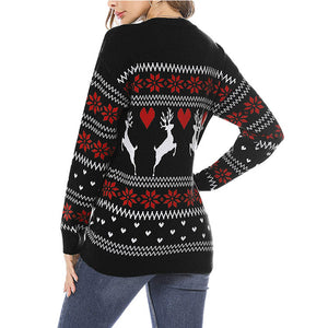 Women's Christmas snowflake pattern mock neck sweater winter daily outfits (Copy)