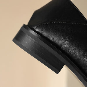 black Women's retro classic loafers with square toe