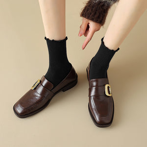 Women's retro classic loafers with square toe