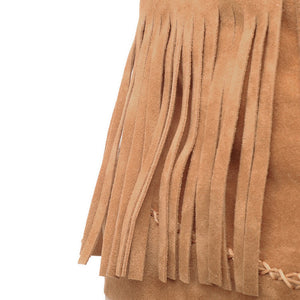 yellow Women's retro embroidery fringe moccasin boots