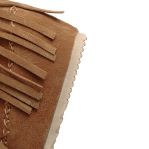 yellow Women's retro embroidery fringe moccasin boots