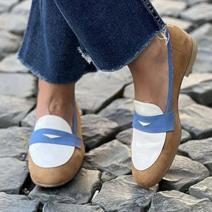 Women's retro faux suede color block penny loafers
