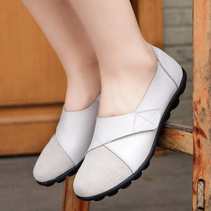 white Women's retro velcro loafers all seaons slip-on shoes