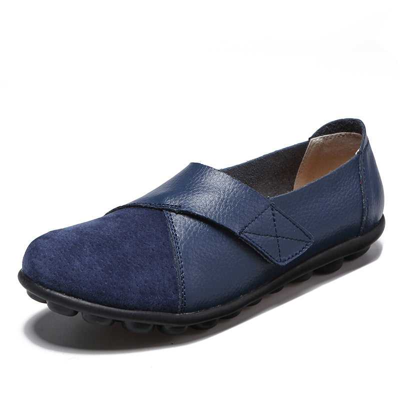 blue Women's retro velcro loafers all seaons slip-on shoes