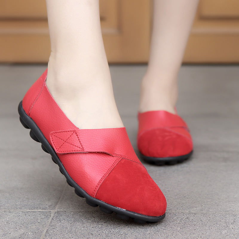 red Women's retro velcro loafers all seaons slip-on shoes