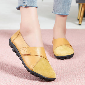 yellow Women's retro velcro loafers all seaons slip-on shoes