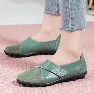 Women's retro velcro loafers all seaons slip-on shoes
