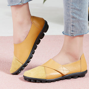 Women's retro velcro loafers all seaons slip-on shoes