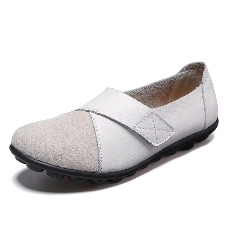 white Women's retro velcro loafers all seaons slip-on shoes