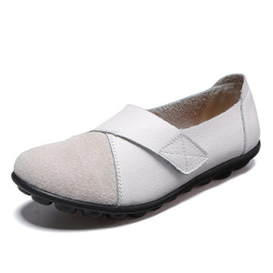 white Women's retro velcro loafers all seaons slip-on shoes