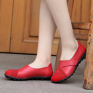 red Women's retro velcro loafers all seaons slip-on shoes