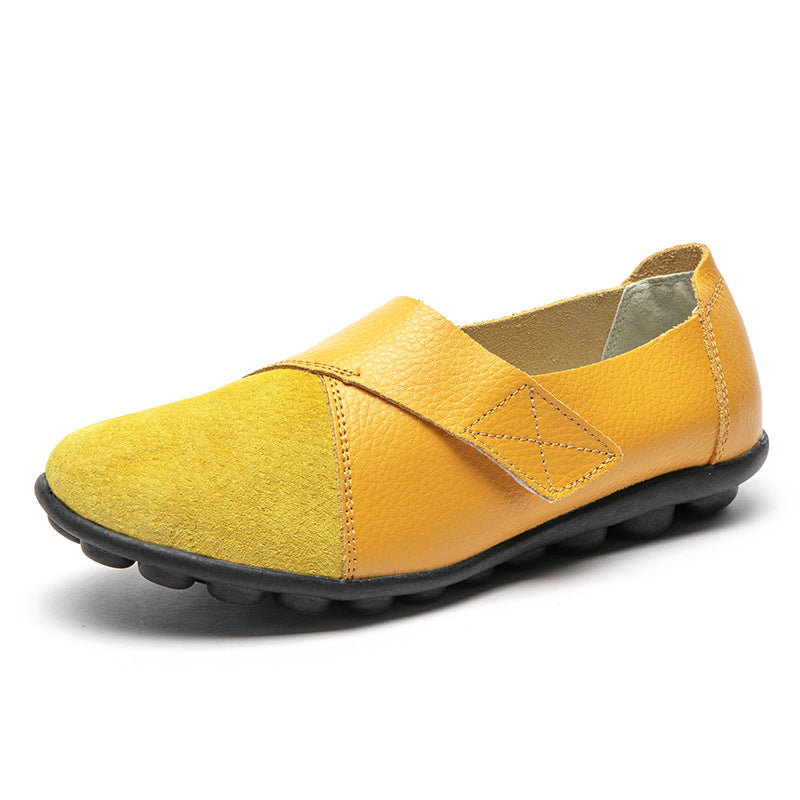 yellow Women's retro velcro loafers all seaons slip-on shoes