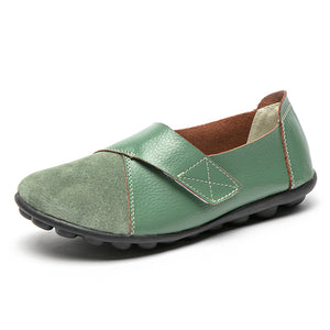 green Women's retro velcro loafers all seaons slip-on shoes