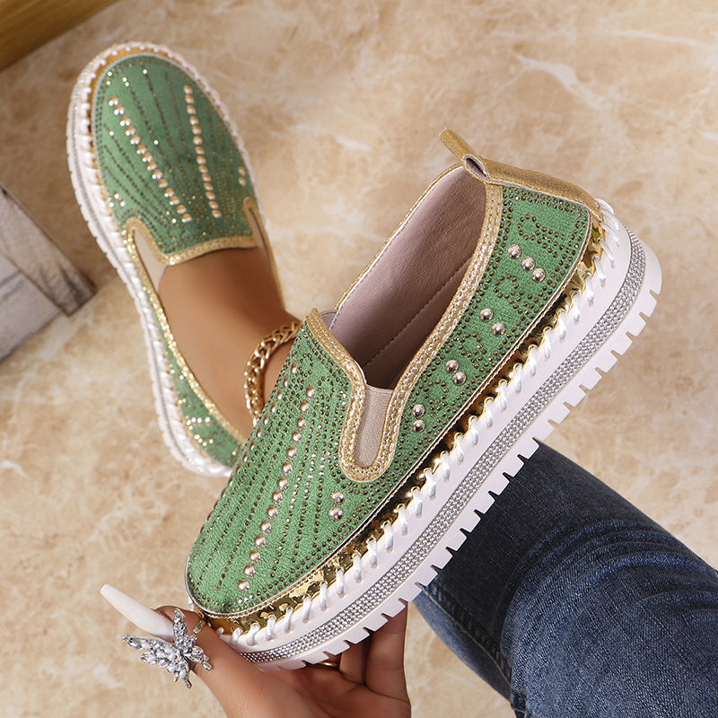 Women's rhinestone slip-on platform sneakers