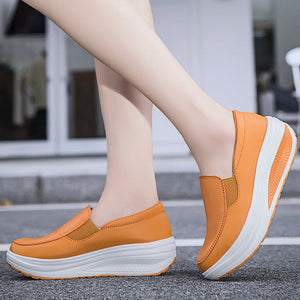Women's rocker sole comfortable walking slip-on loafers with arch support