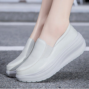 Women's rocker sole comfortable walking slip-on loafers with arch support