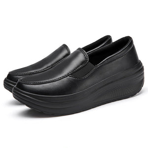 Women's rocker sole comfortable walking slip-on loafers with arch support